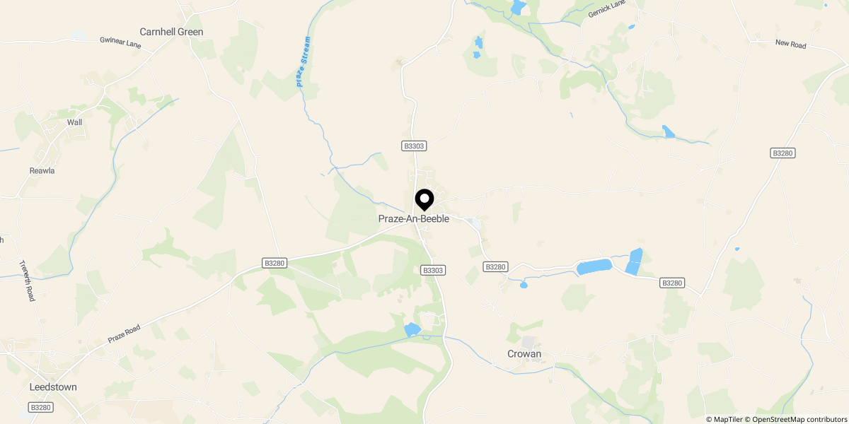 Approximate location of Trethannas Gardens, Praze